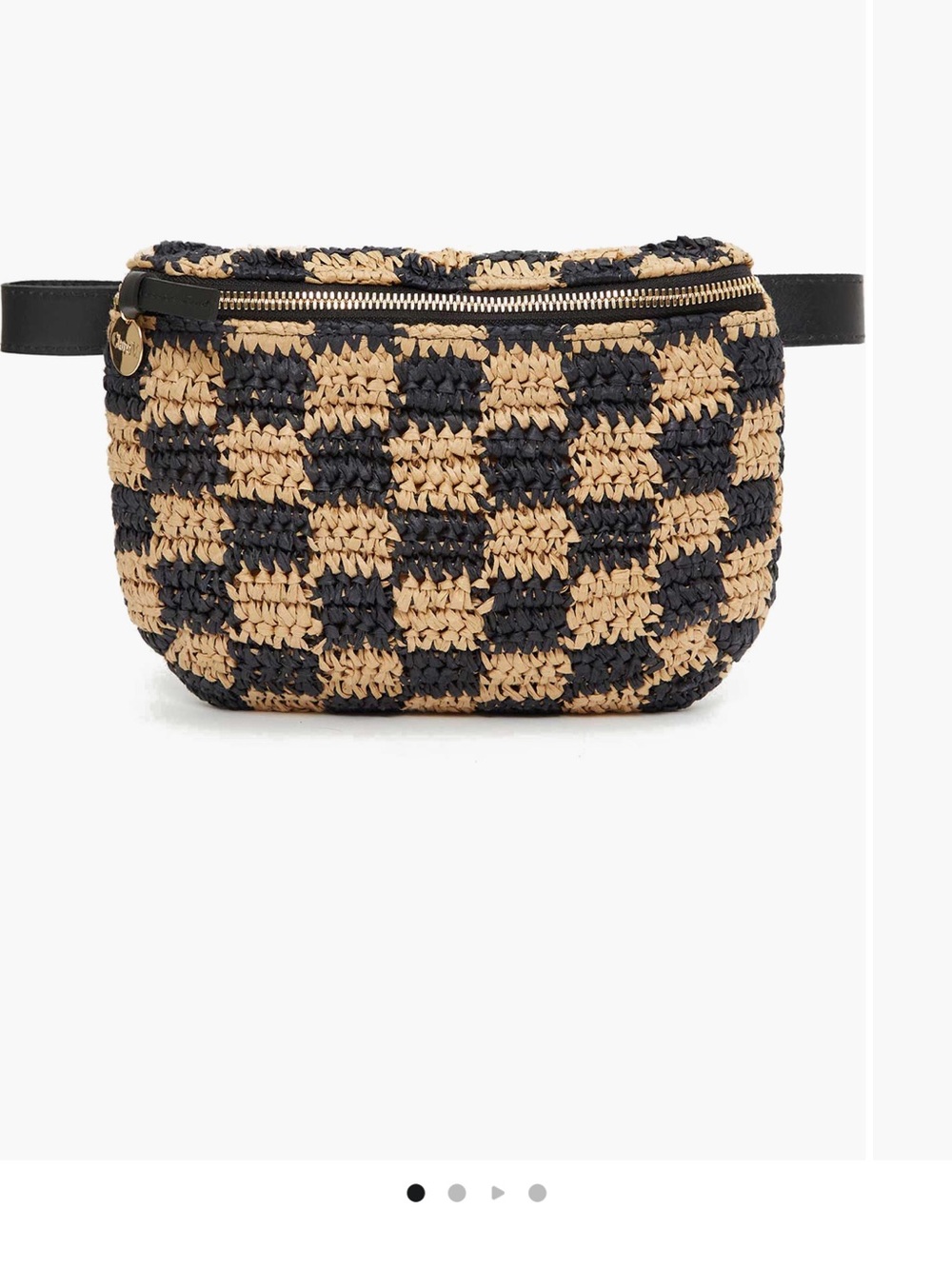 Clare V. Woven Checkered Belt Bag in Black and Tan